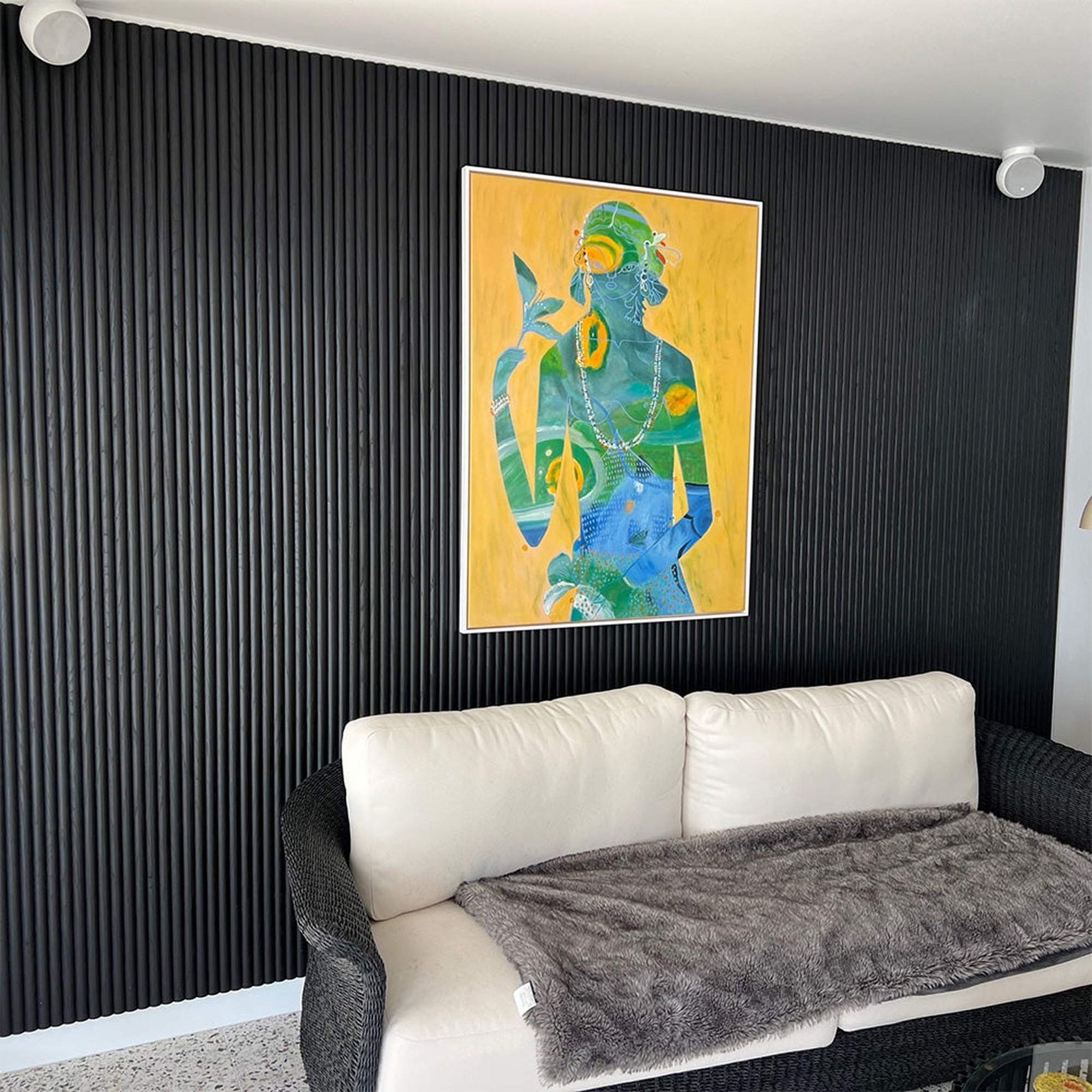 WOODFLEX Flexible Wooden Slat Wall Panel - Black - 2700mm x 600mm - Half Round 27mm gallery detail image