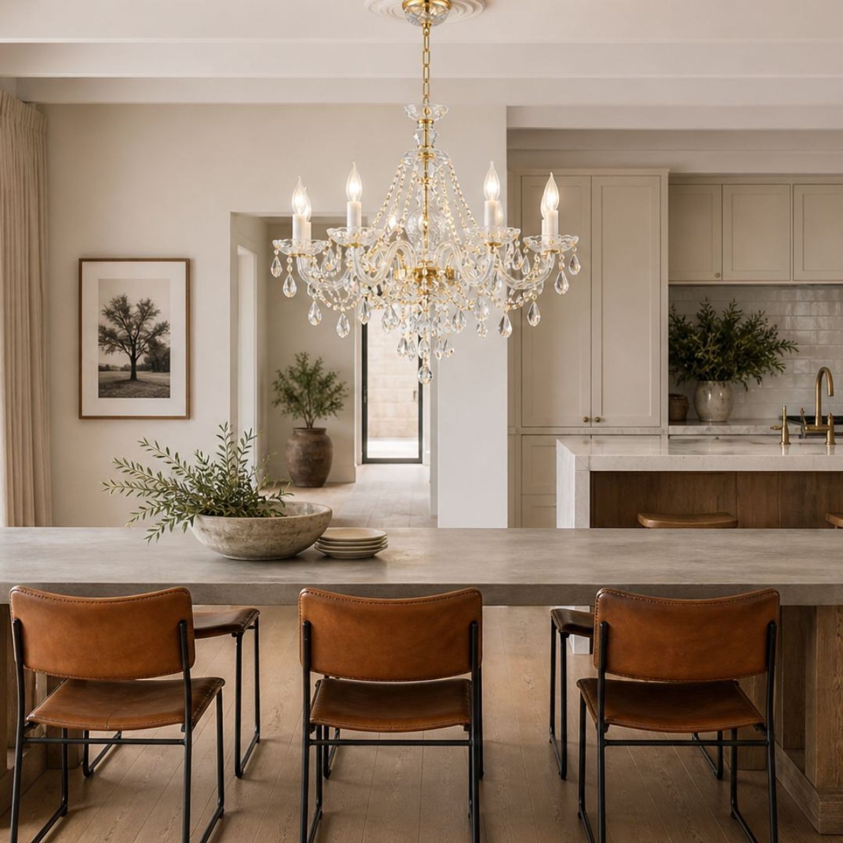 Bohemian Brilliance 7 Arm Crystal Chandelier- Gold gallery detail image
