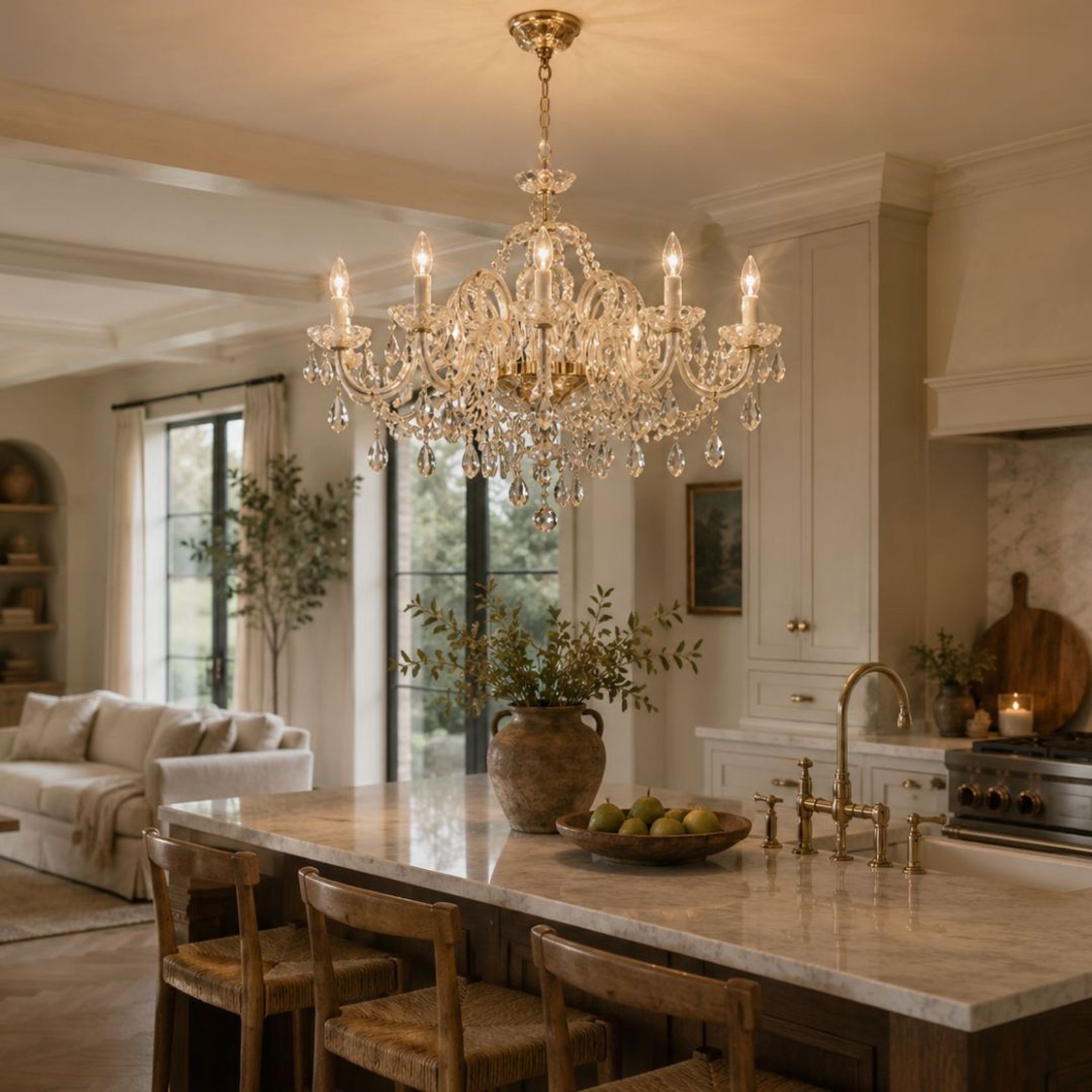 Bohemian Prague 8 Arm Crystal Chandelier - Brass Fixtures gallery detail image