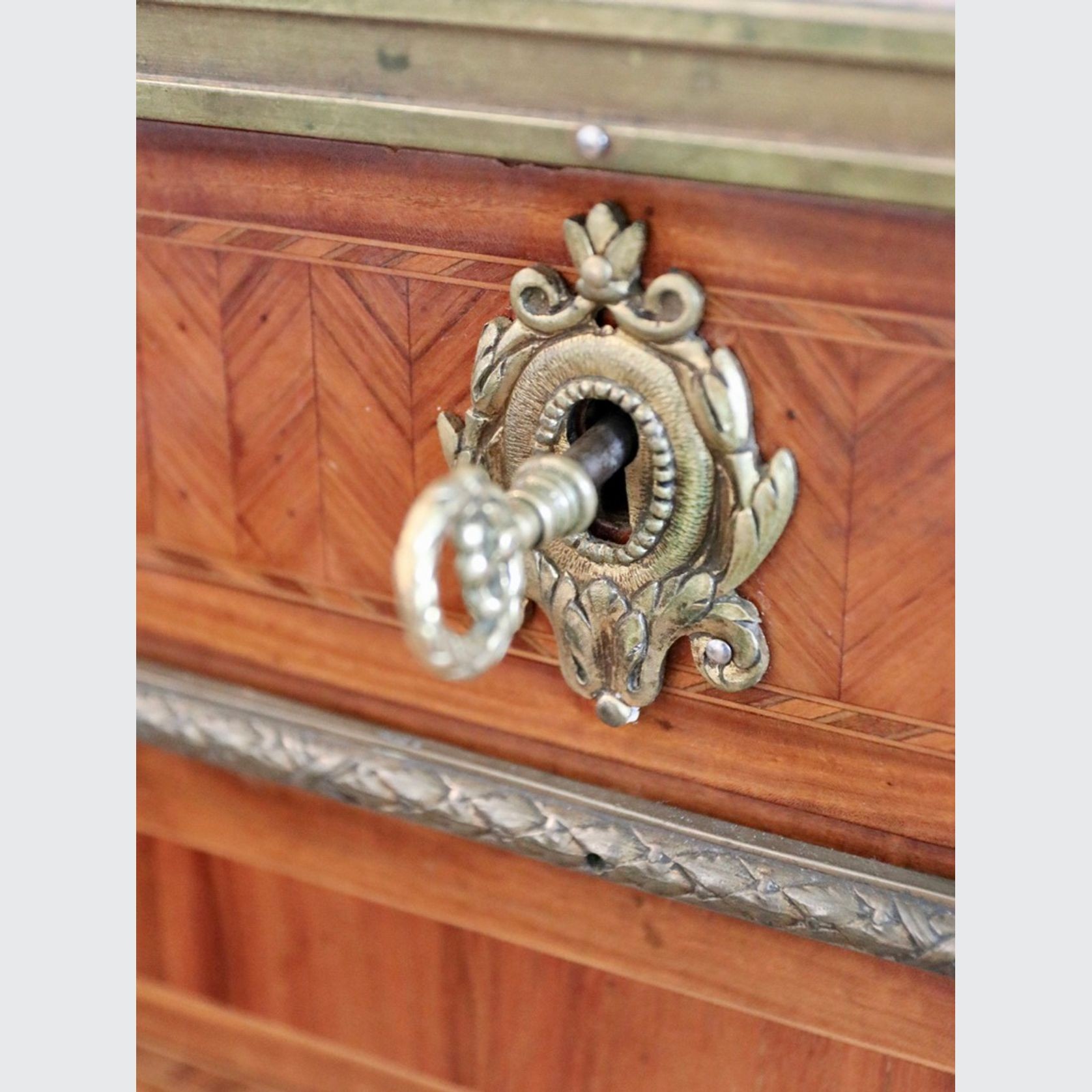 Antique French Neoclassical Demilune Cabinet gallery detail image