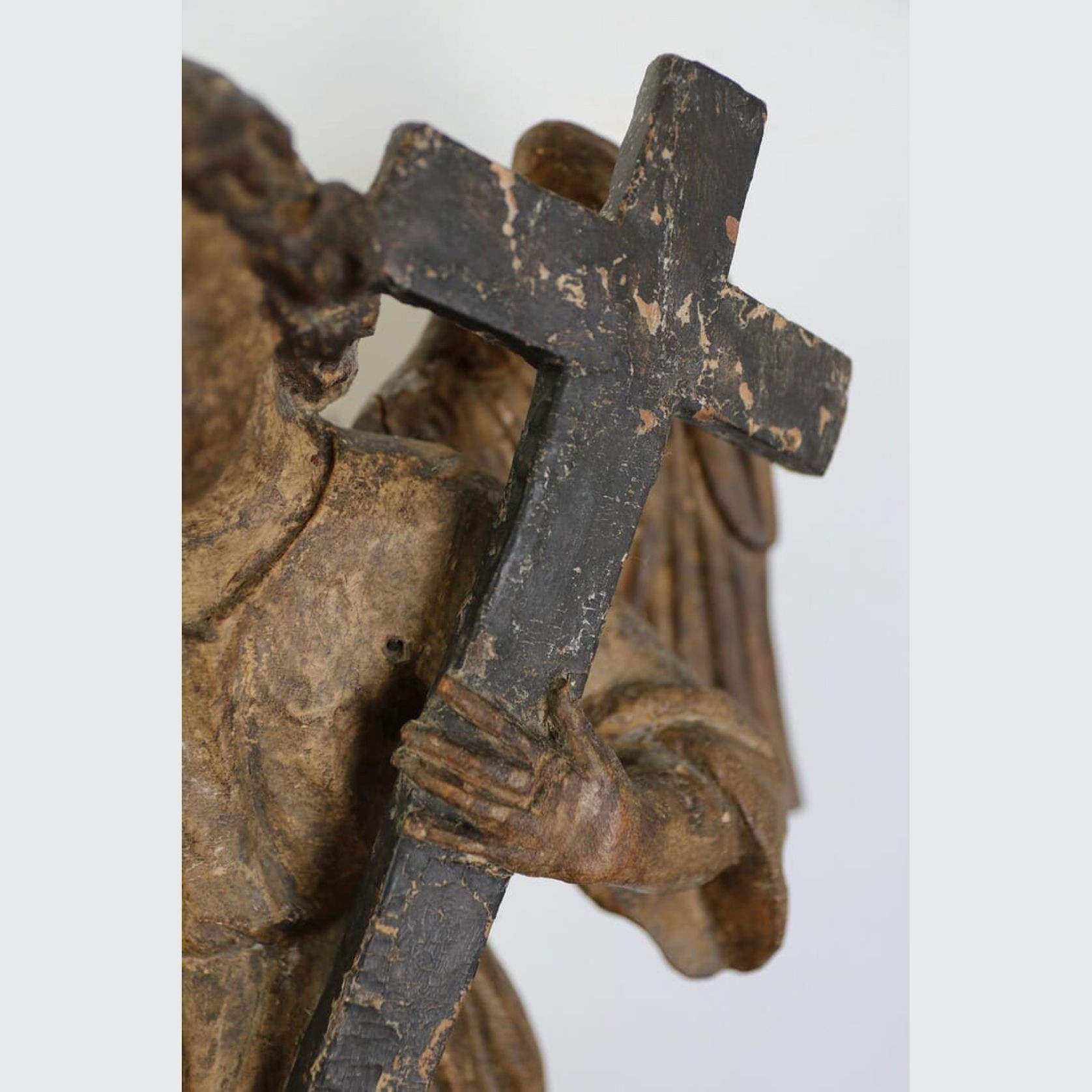 An Antique Reliquary Wood Carving of St Micheal C.1680 gallery detail image