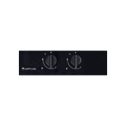 Artusi 30cm Domino Dual Gas Cooktop - With Cast Iron Trivet in Black Glass gallery detail image