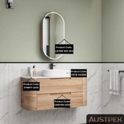 Aulic Briony Real Timber 1200mm Curve Single Bowl Wall Hung Vanity gallery detail image