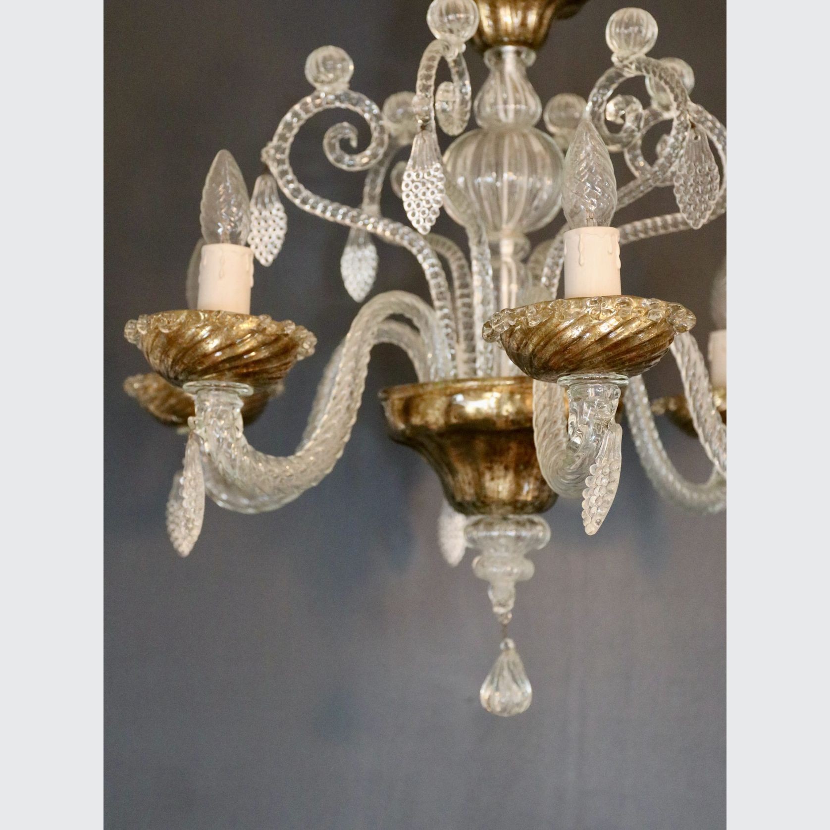 Murano Hand Blown Glass Chandelier With Grape Tassels gallery detail image