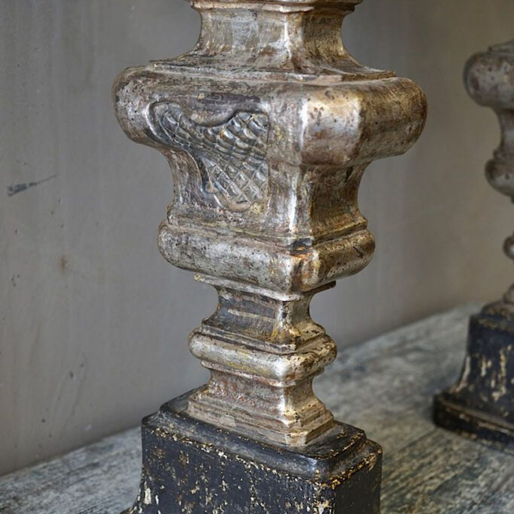 Large Italian Carved & Silvered Lamp gallery detail image