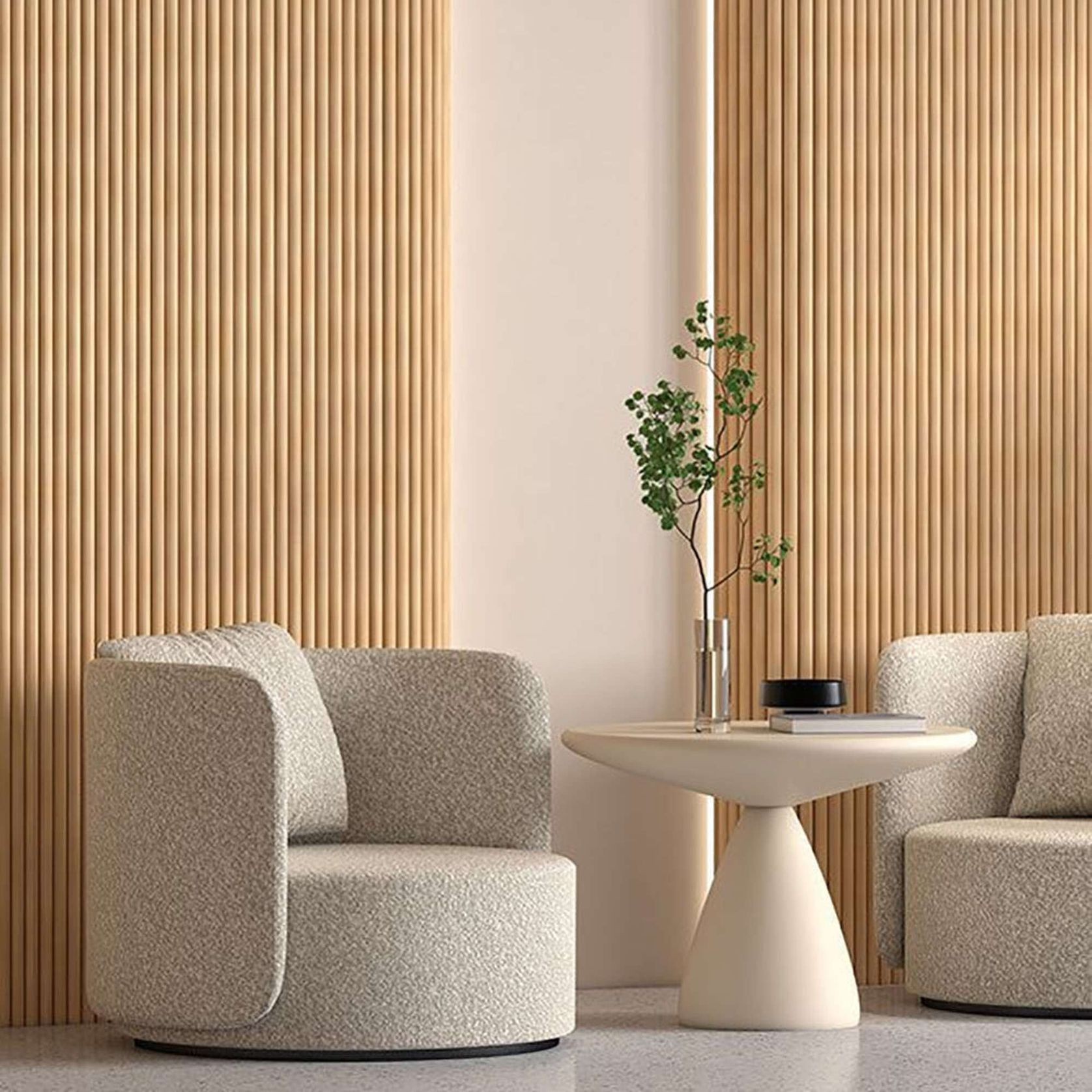 WOODFLEX® FLOW Flexible Wooden Wall Panel - Oak Veneer - 2700mm x 600mm - Half Round 37.5mm gallery detail image