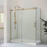 Covey Wall To Wall Frameless Sliding Door Brushed Gold gallery detail image