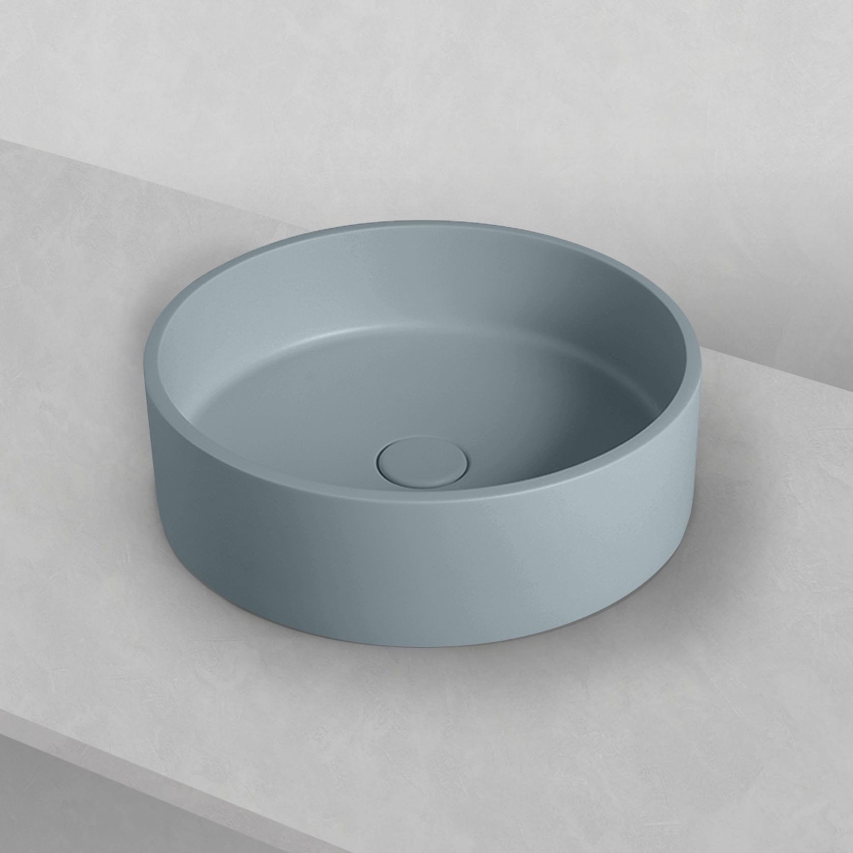 Sol' Round Concrete Basin 390mm Duck Egg Grey gallery detail image