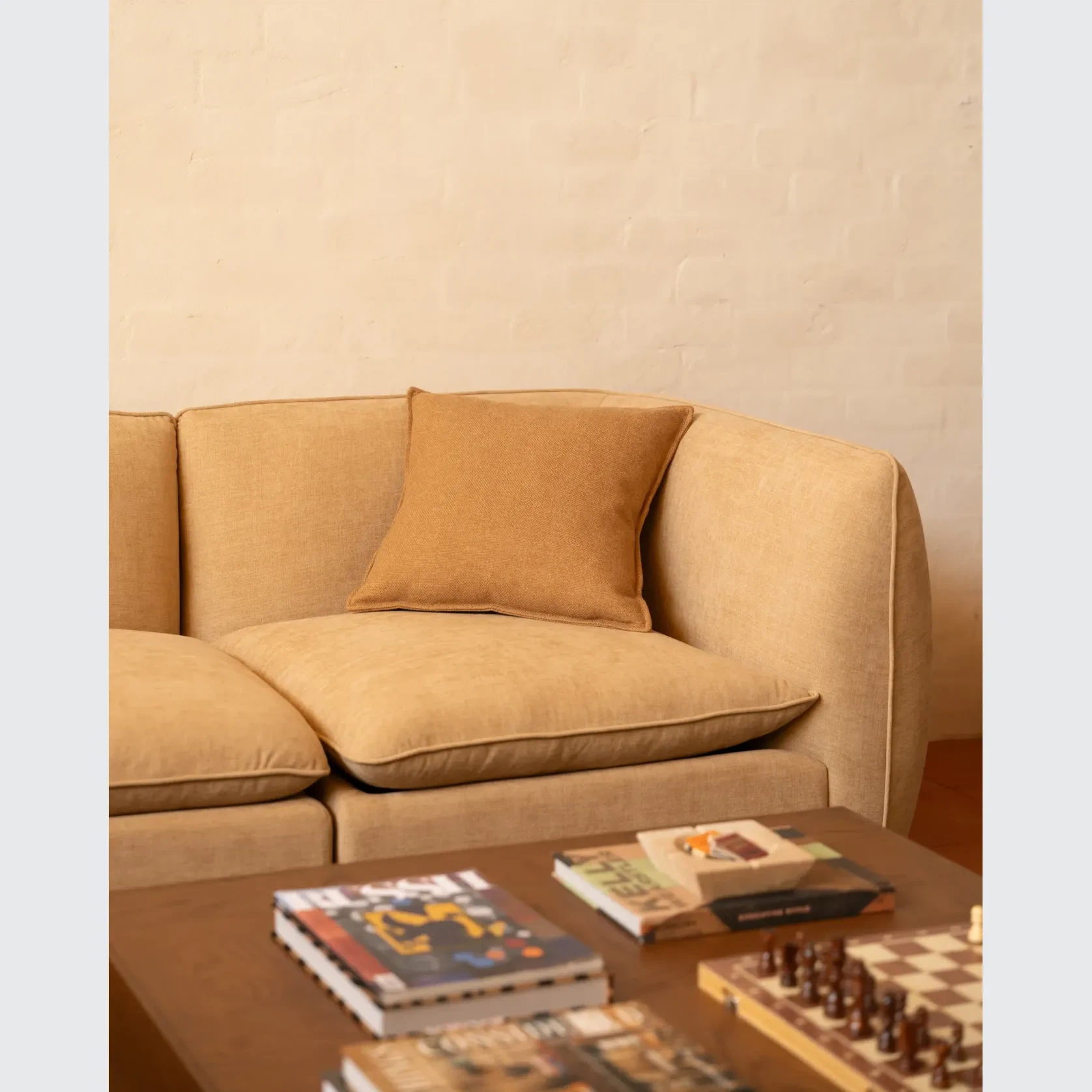 Hem Cushion 55cm x 55cm - Fossil Fawn gallery detail image