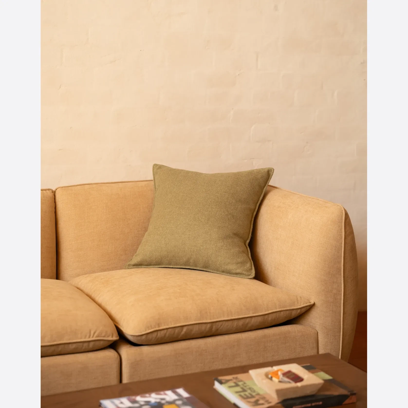 Hem Cushion 55cm x 55cm - Fossil Eucalyptus gallery detail image