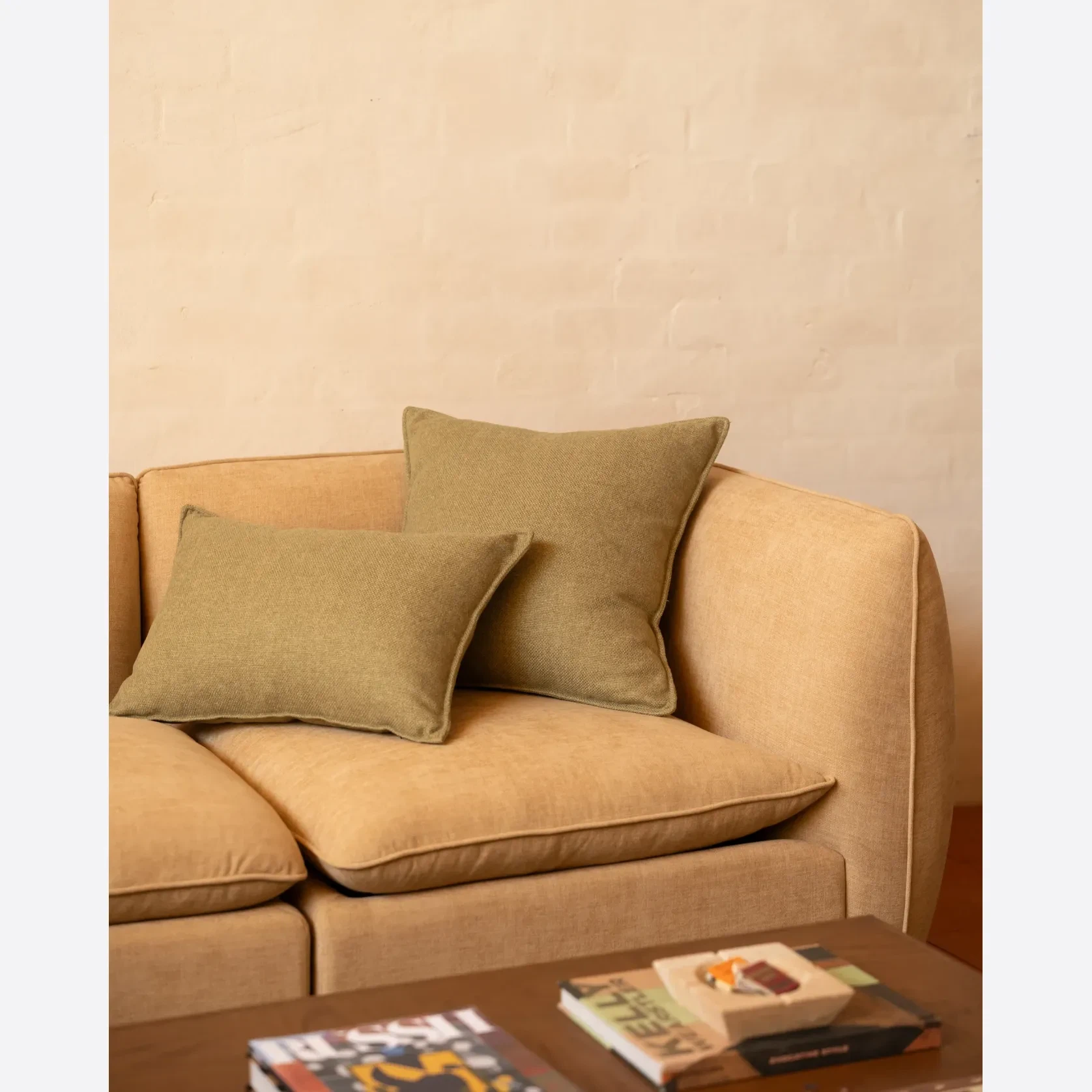 Hem Cushion 55cm x 55cm - Fossil Eucalyptus gallery detail image