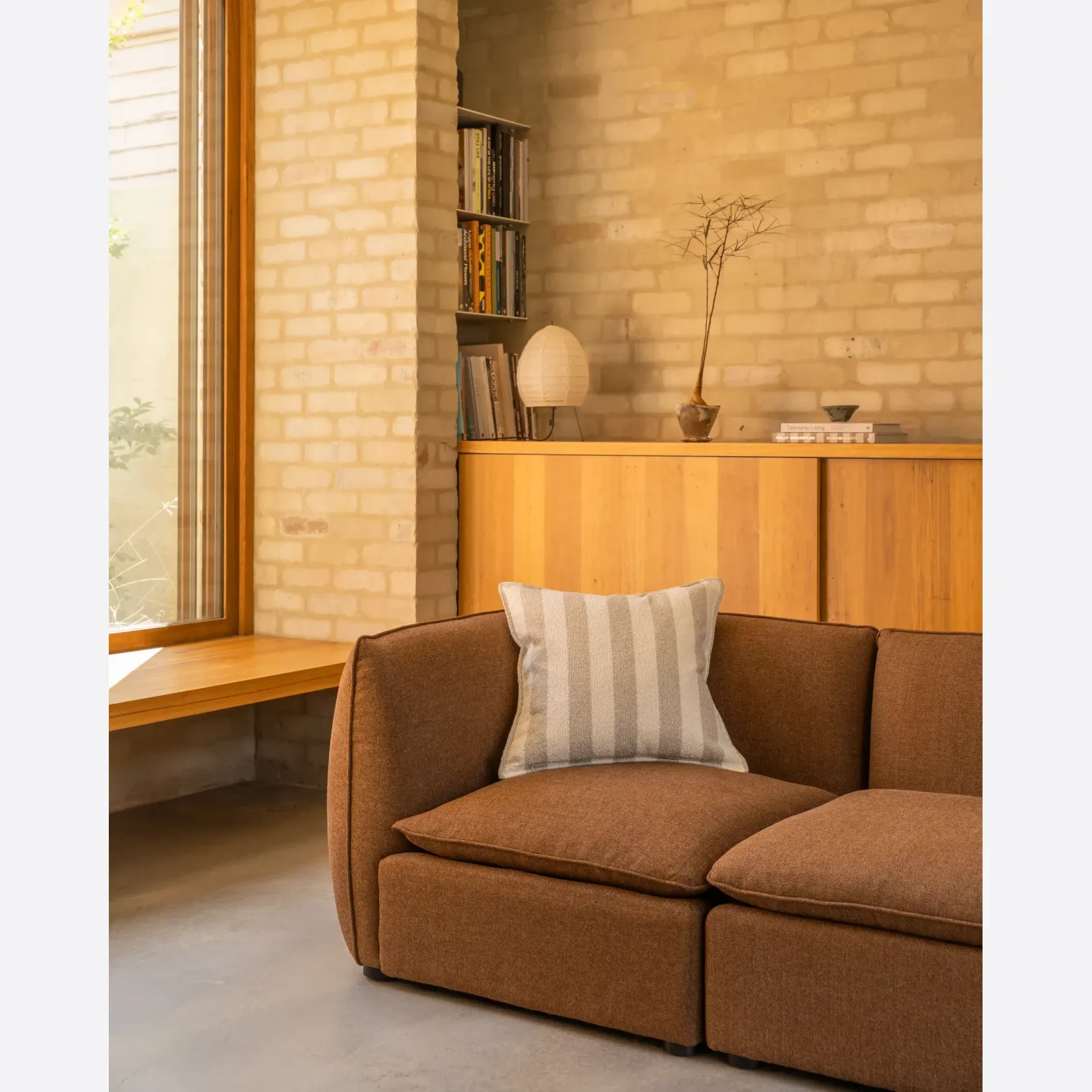 Hem Cushion 55cm x 55cm - Marnie Stripe Sand gallery detail image