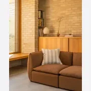 Hem Cushion 55cm x 55cm - Marnie Stripe Sand gallery detail image