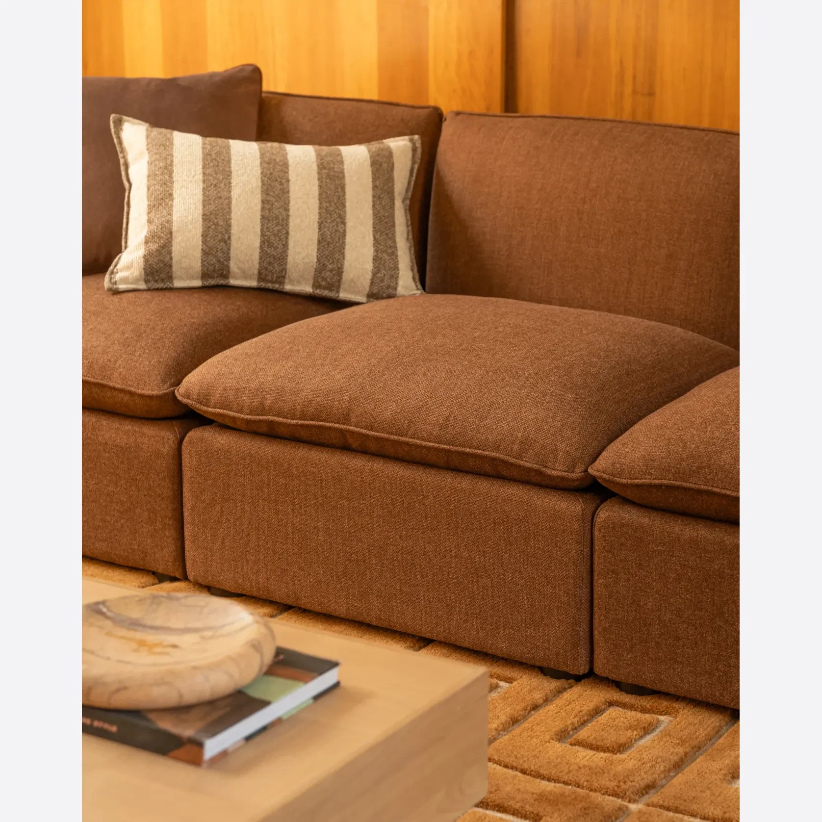 Hem Cushion 40cm x 60cm - Marnie Stripe Coconut gallery detail image
