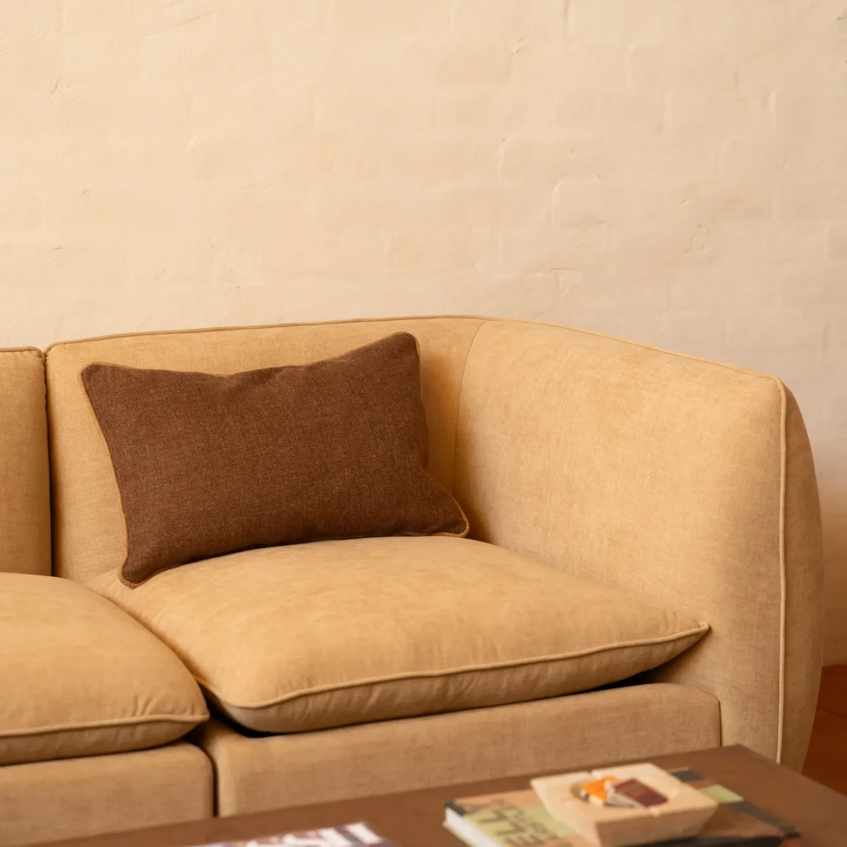 Border Cushion 40cm x 60cm - Fossil Chocolate / Fossil Fawn gallery detail image