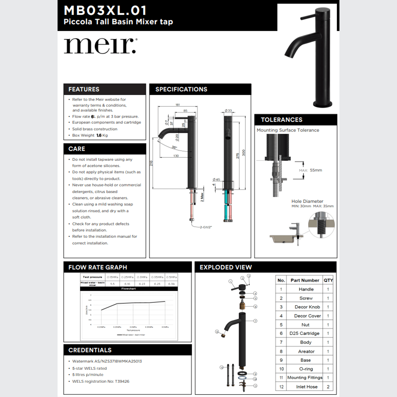 Meir Piccola Tall Basin Mixer Tap with 130mm Spout - Lustre Bronze gallery detail image