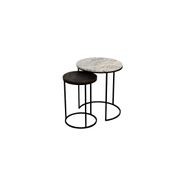 Classic Nested Side Tables (Alaska White Marble & Black Wood) gallery detail image