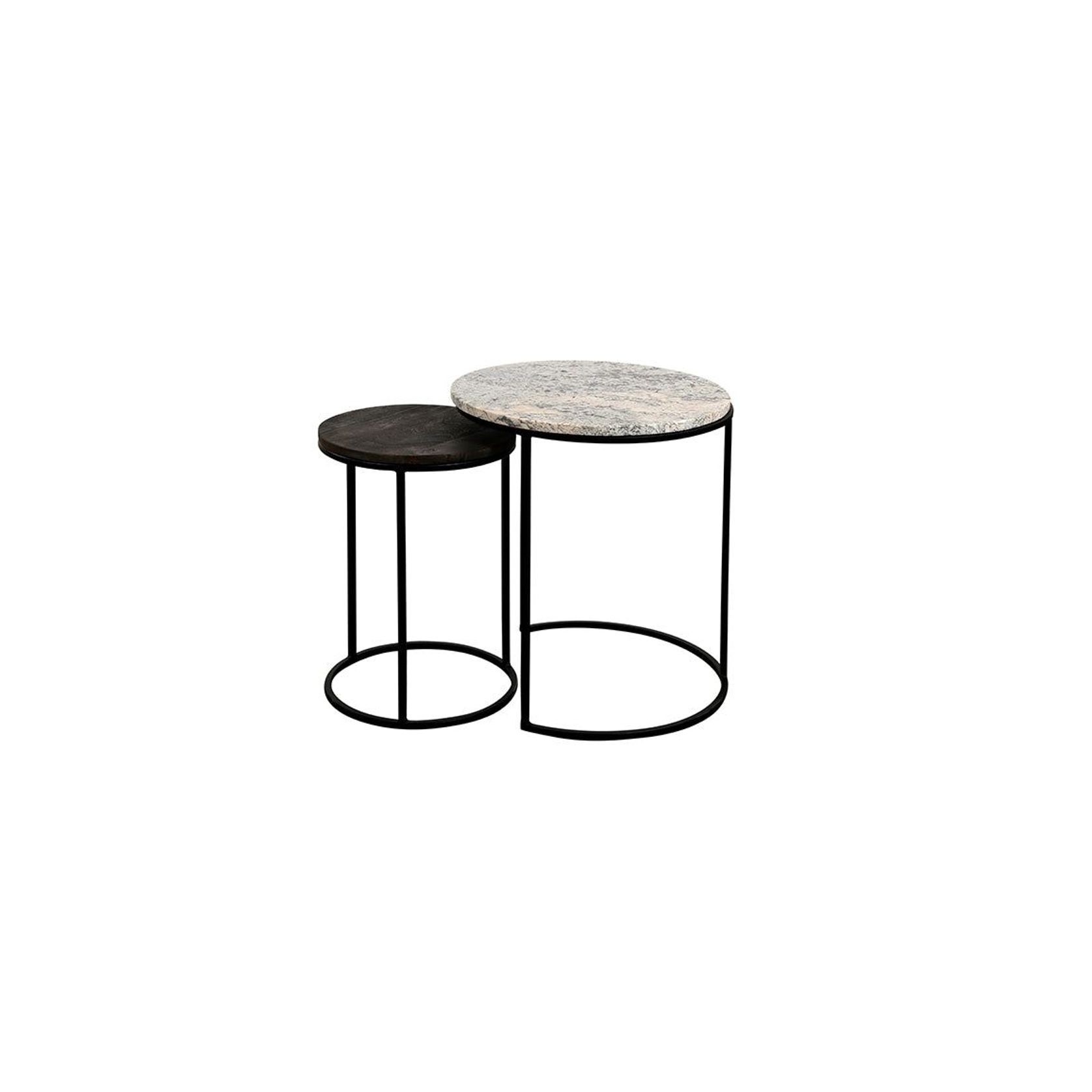 Classic Nested Side Tables (Alaska White Marble & Black Wood) gallery detail image