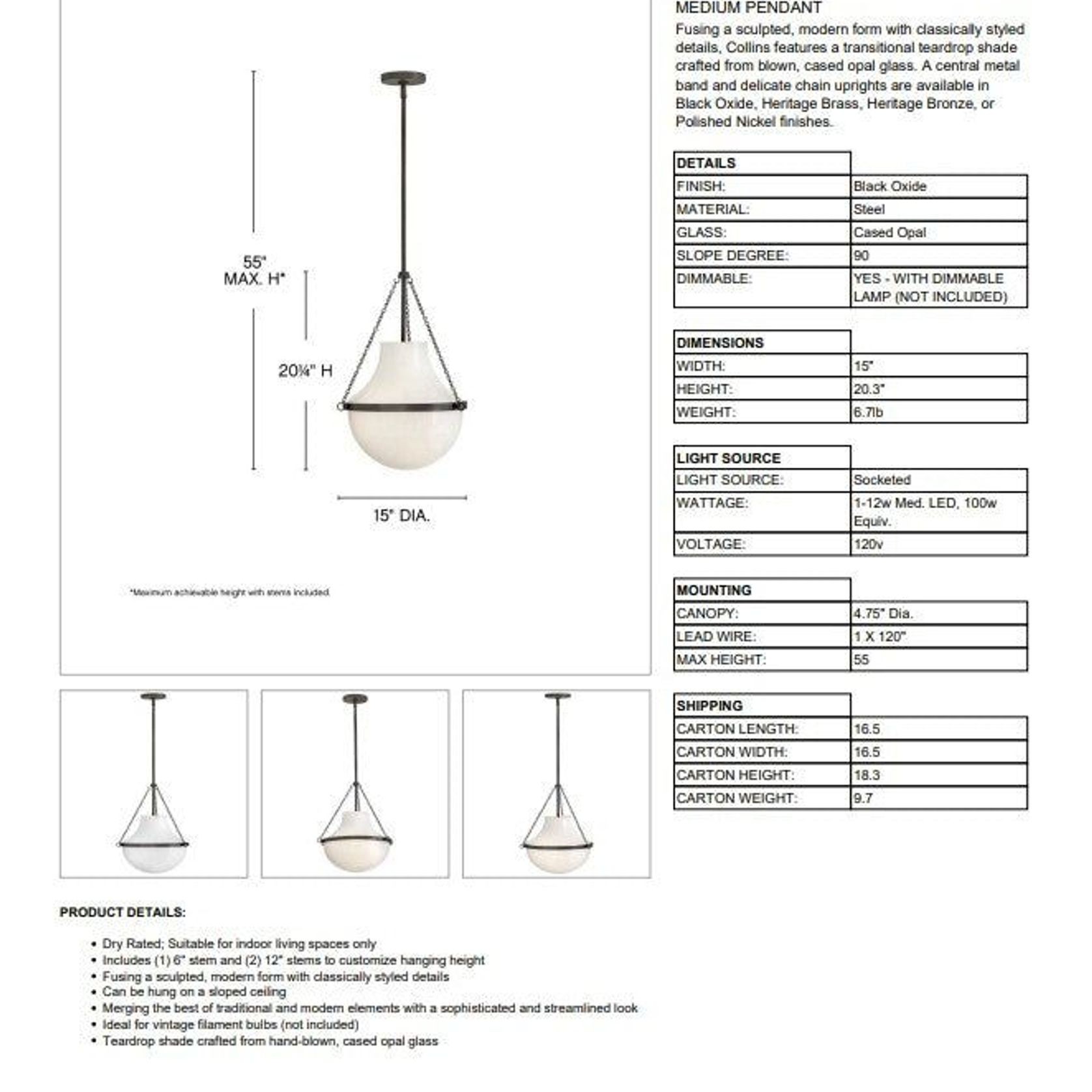 Hinkley Lighting Collins Pendant gallery detail image