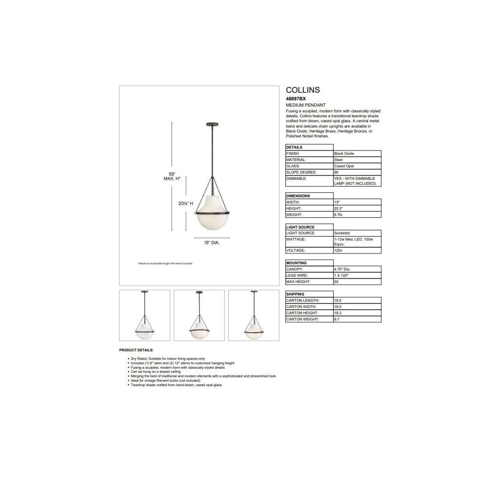 Hinkley Lighting Collins Pendant gallery detail image