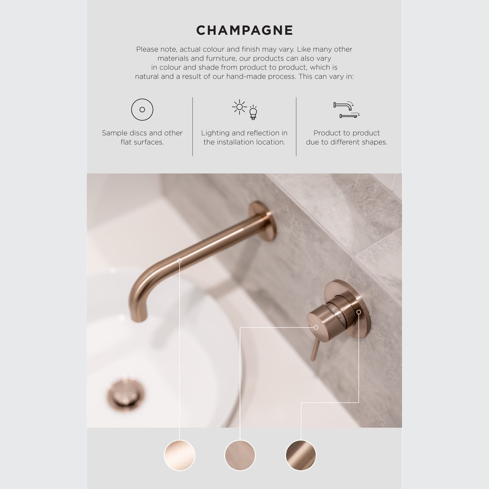 Round Shower Rose 200mm - Champagne gallery detail image