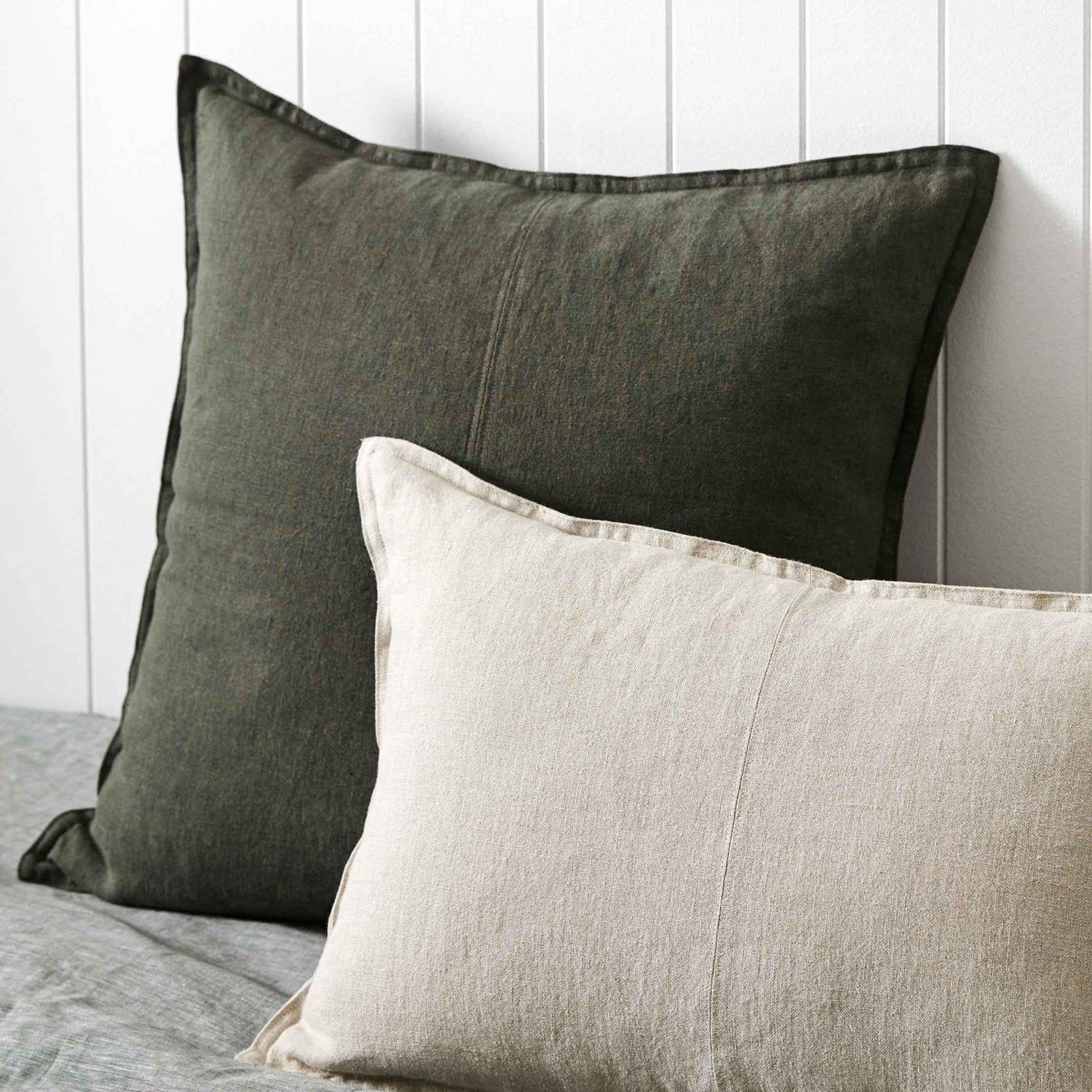 Weave Home European Linen Como Cushion - Khaki | Three Sizes gallery detail image