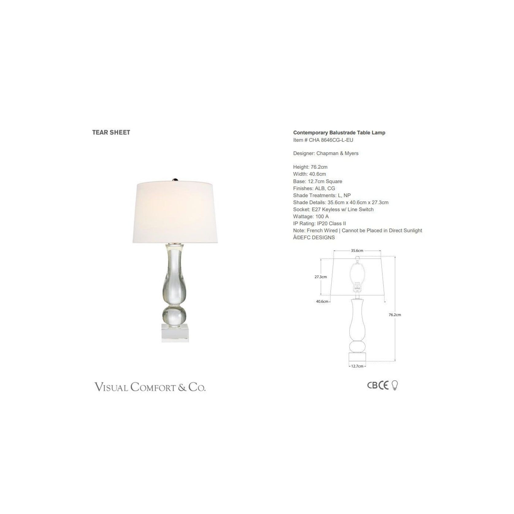 Visual Comfort E F Chapman Contemporary Balustrade Table Lamp gallery detail image