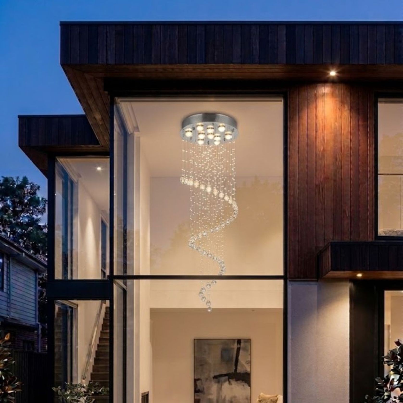 Contemporary Spiral LED Chandelier - Chrome - H:180cm gallery detail image