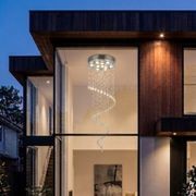 Contemporary Spiral LED Chandelier - Chrome - H:180cm gallery detail image