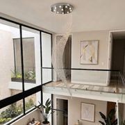 Contemporary Wave LED Chandelier - Chrome - H:260cm gallery detail image