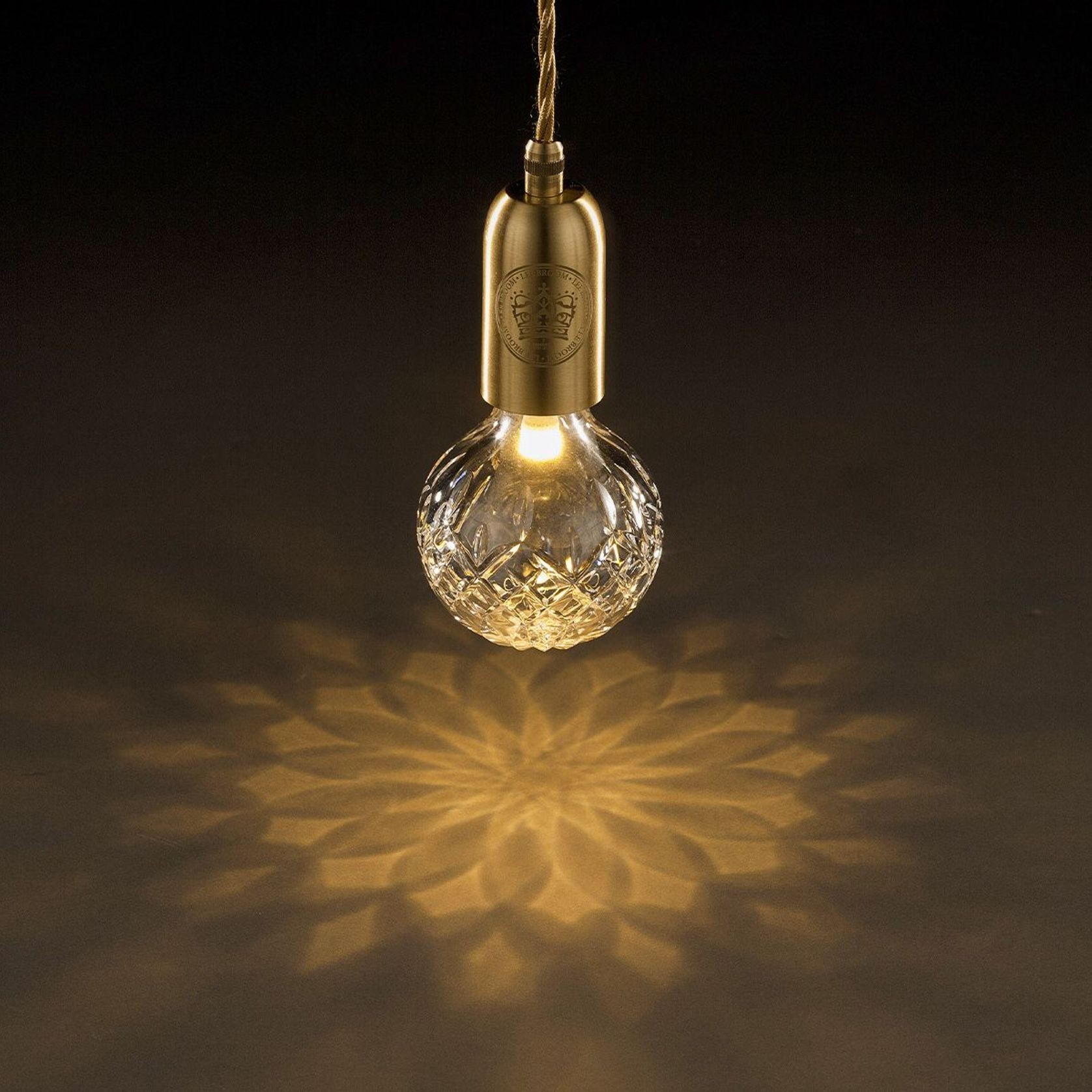 Clear Crystal Bulb Pendant - Brushed Brass gallery detail image