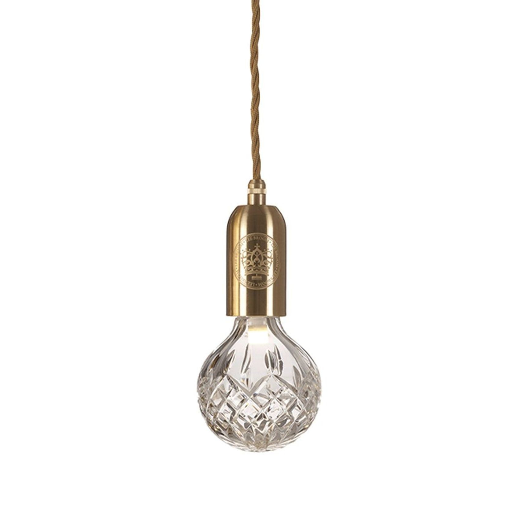 Clear Crystal Bulb Pendant - Brushed Brass gallery detail image