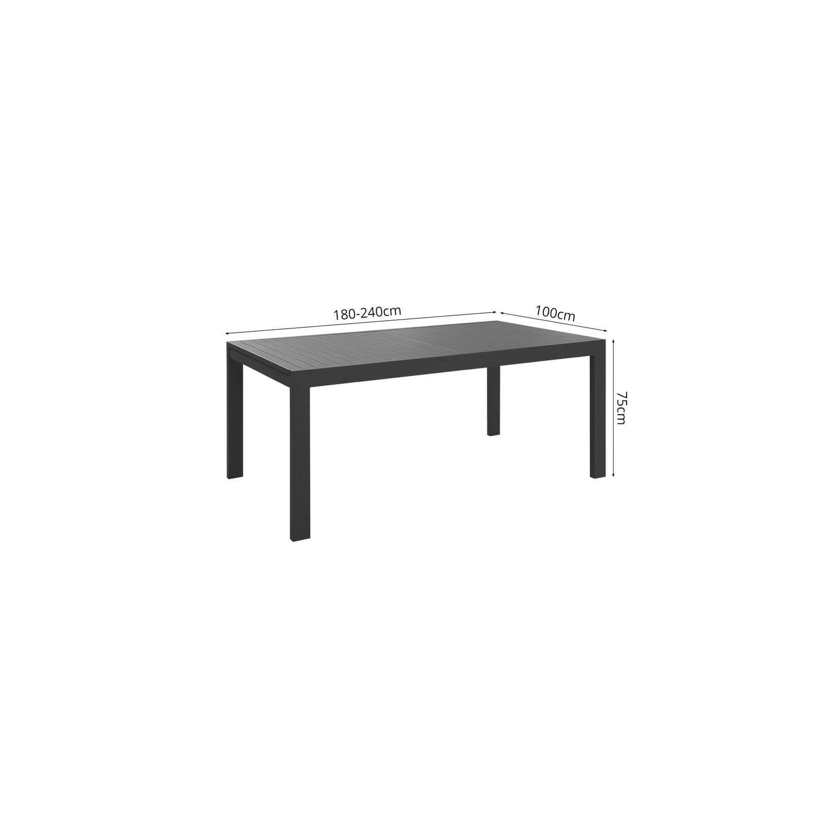 Cumulus Aluminium Outdoor Patio Extension Dining Table 180-240 X 100cm gallery detail image