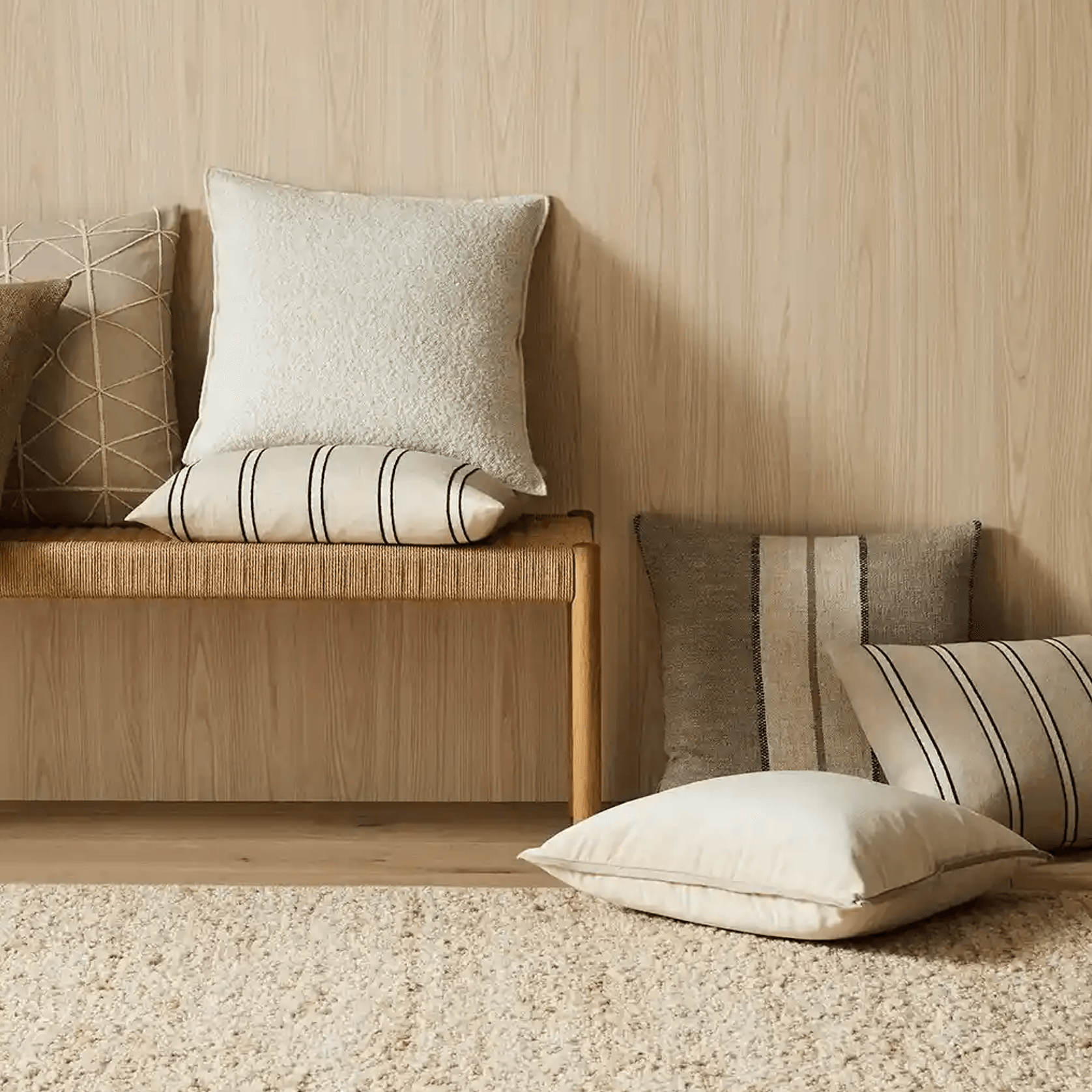 Weave Home Ottavio Cushion - Natural | Textured Stripe gallery detail image