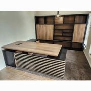 PHOENIX Executive Desk with Right Return 2.2M - Warm Oak & Black gallery detail image