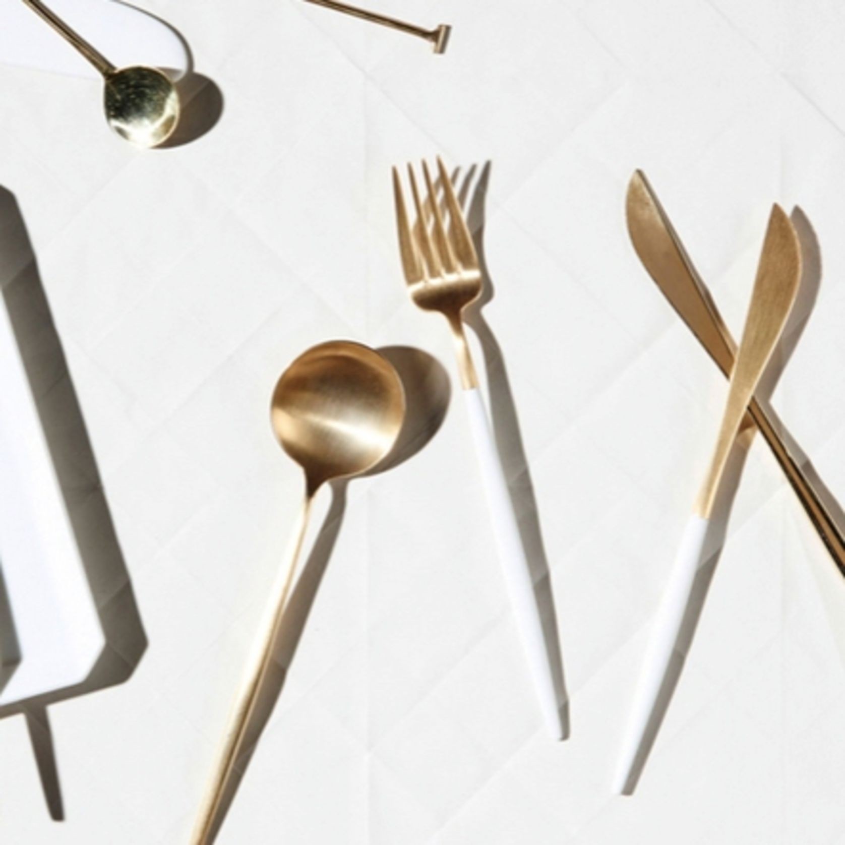 Goa White & Matt Gold 58 Piece Cutlery Set gallery detail image