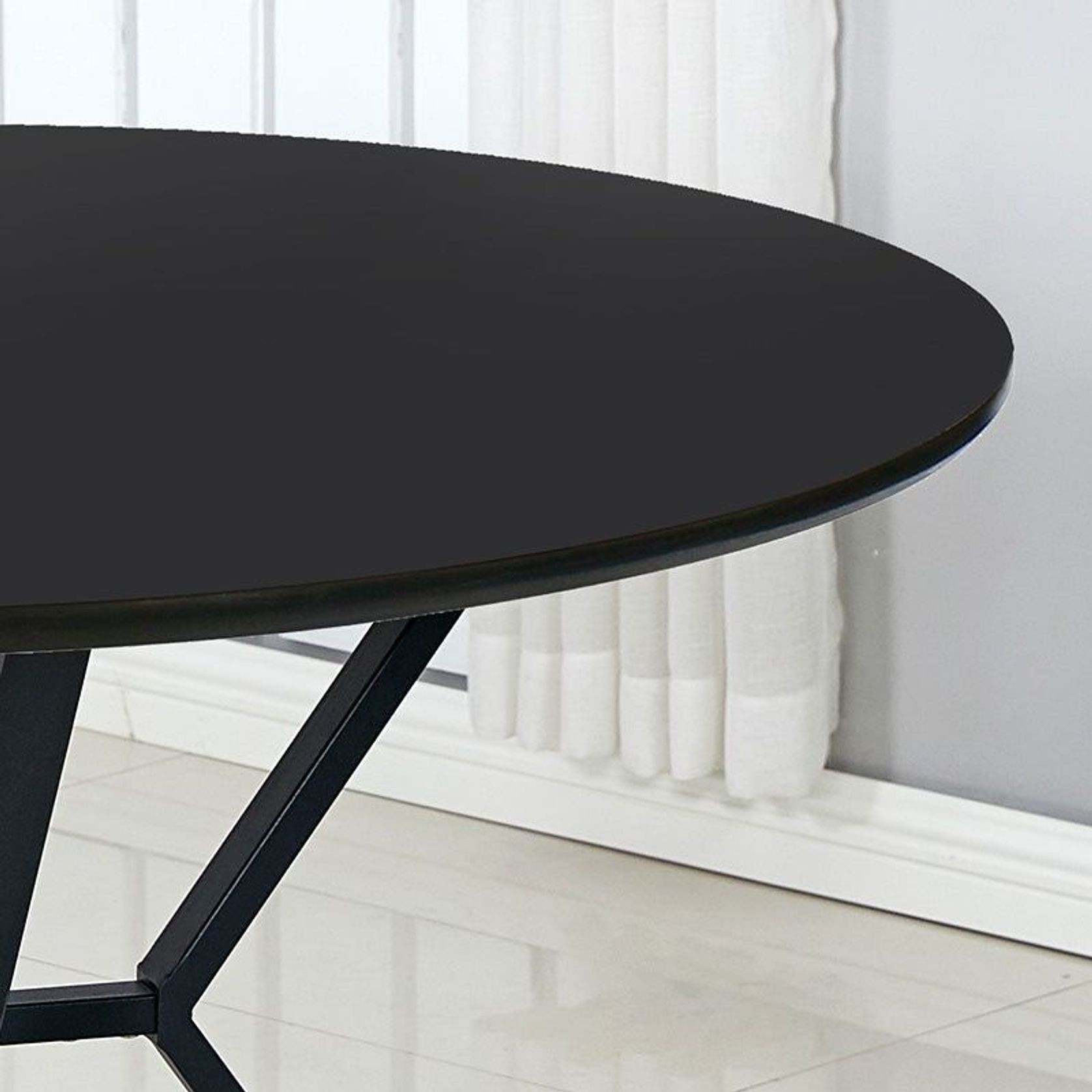 TANI Round Dining Table 110cm - Black gallery detail image