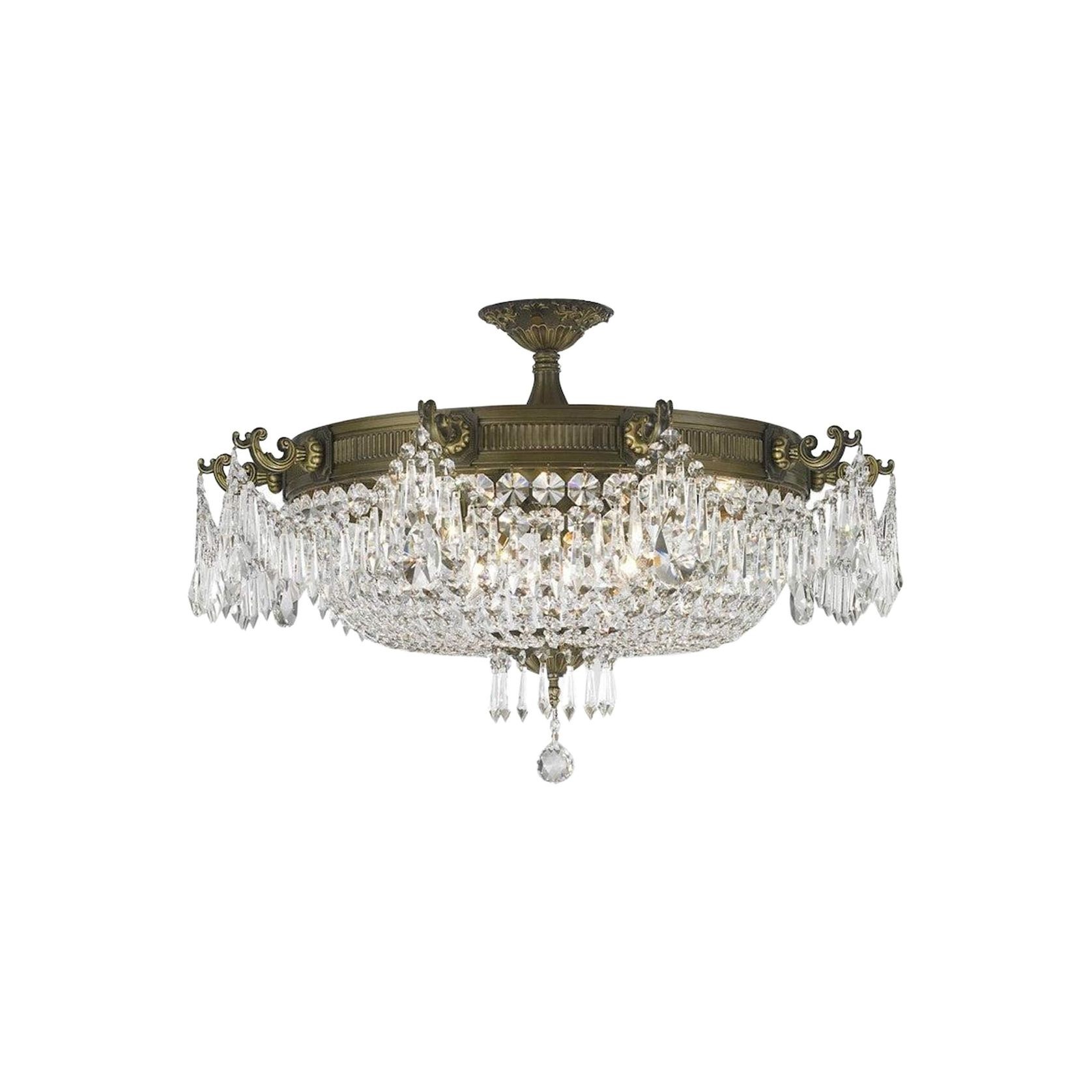 Regency Basket Chandelier - Antique Bronze Style - Flush Mount - W:75cm gallery detail image