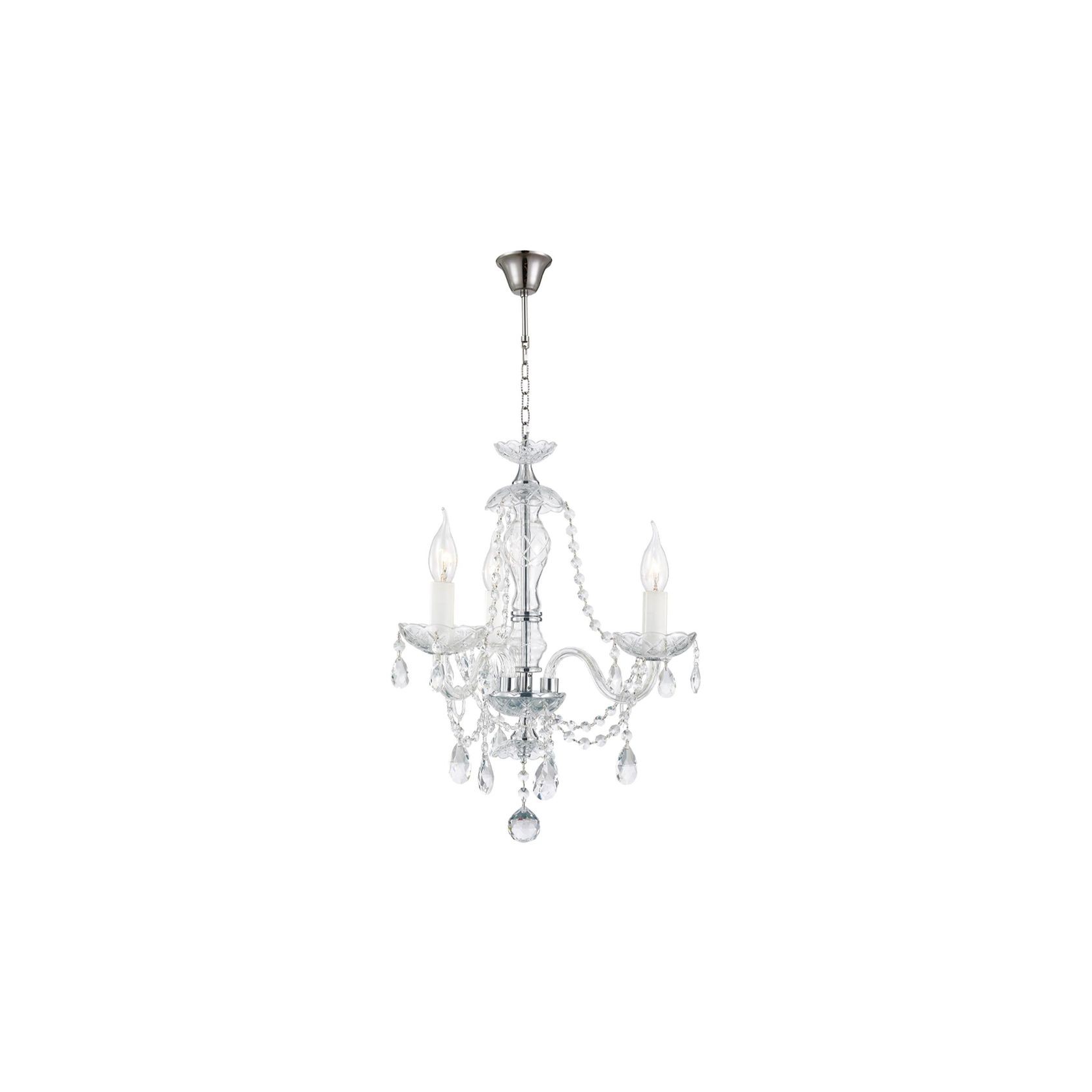Bohemian Brilliance 3 Arm Crystal Chandelier - Chrome gallery detail image