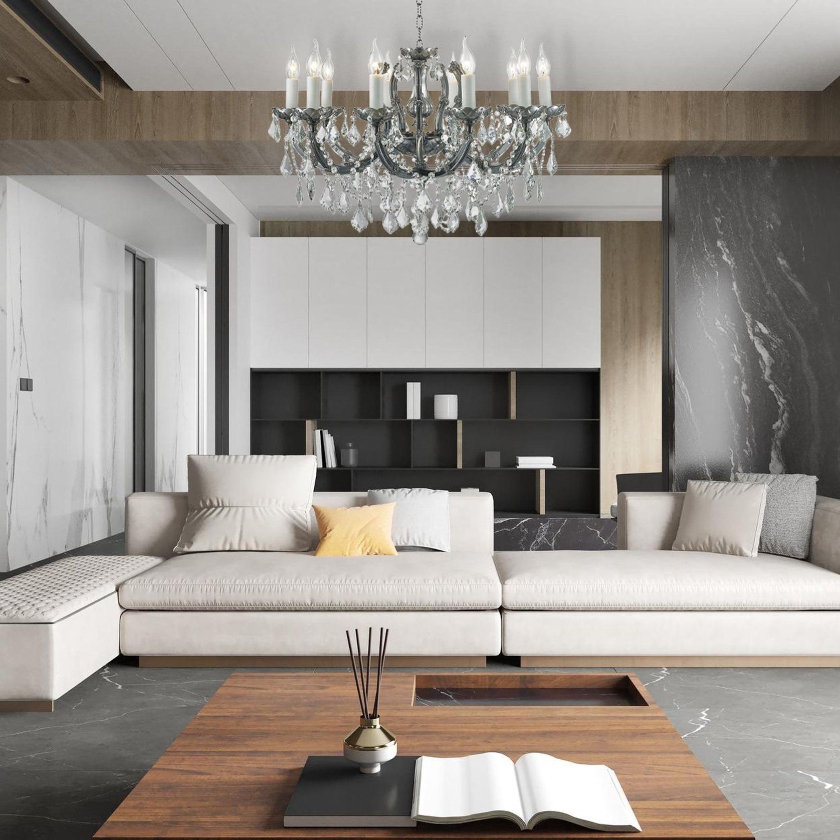 Maria Theresa Crystal Chandelier Grande 10 Light - Smoke Nickel & Clear Crystal gallery detail image