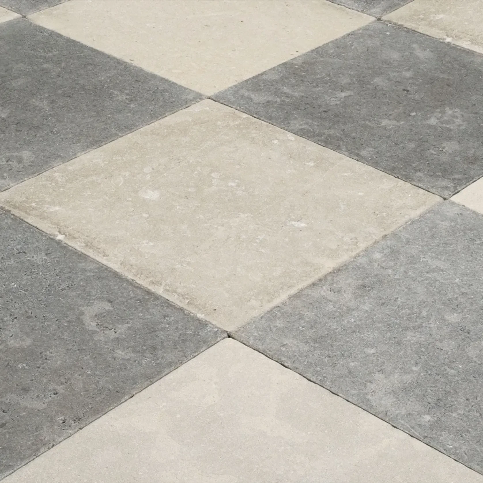 Deux Limestone Checkerboard Tiles gallery detail image