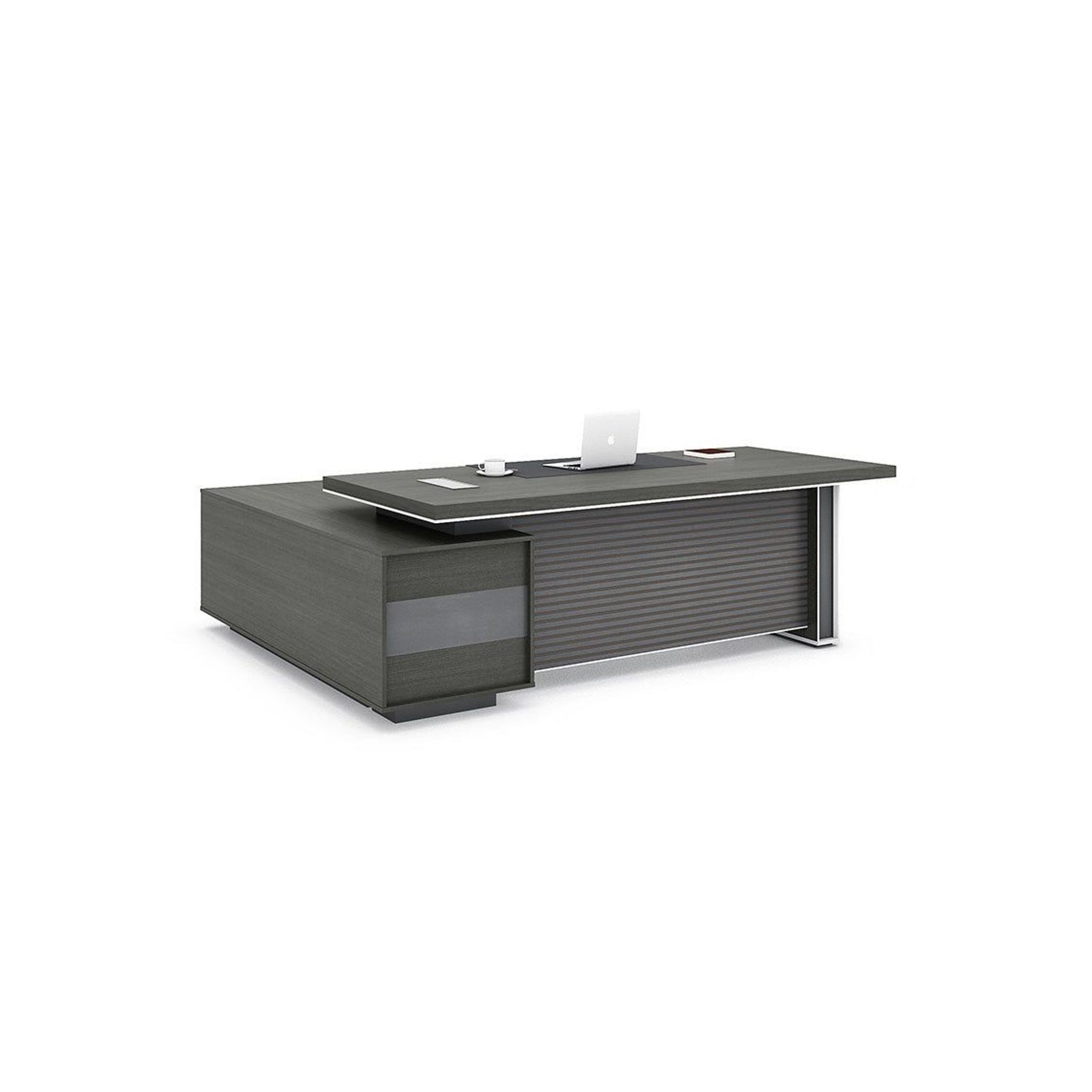 MATEES Executive Desk Reversible 2.4M - Grey/ Brown gallery detail image