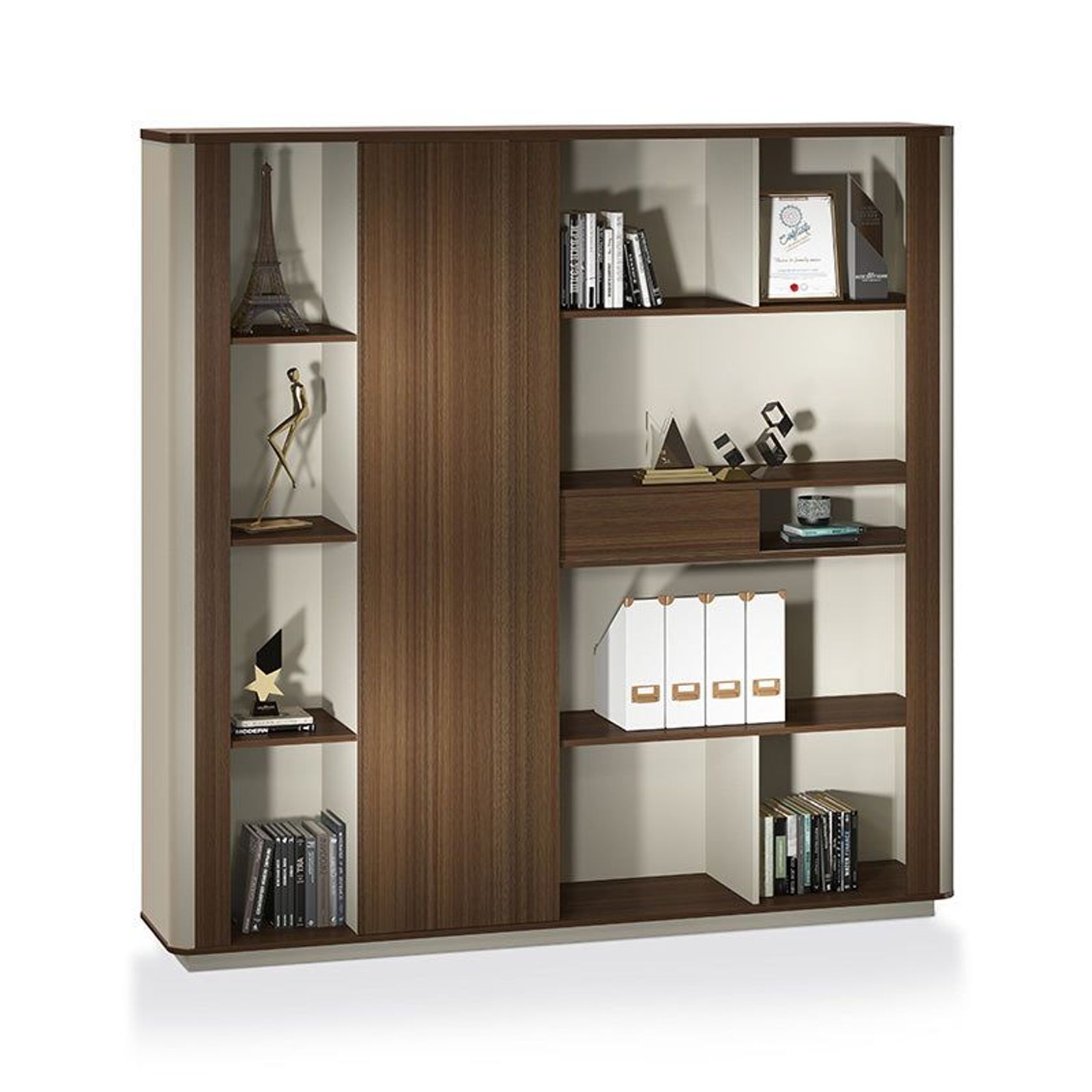 ANDERSON Display Unit 200cm - Walnut Gold & Beige gallery detail image