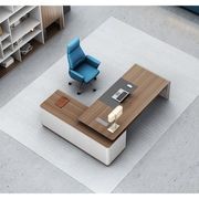 ANDERS Executive Desk Reversible Return 2.4M - Australian Gold Oak & Beige gallery detail image