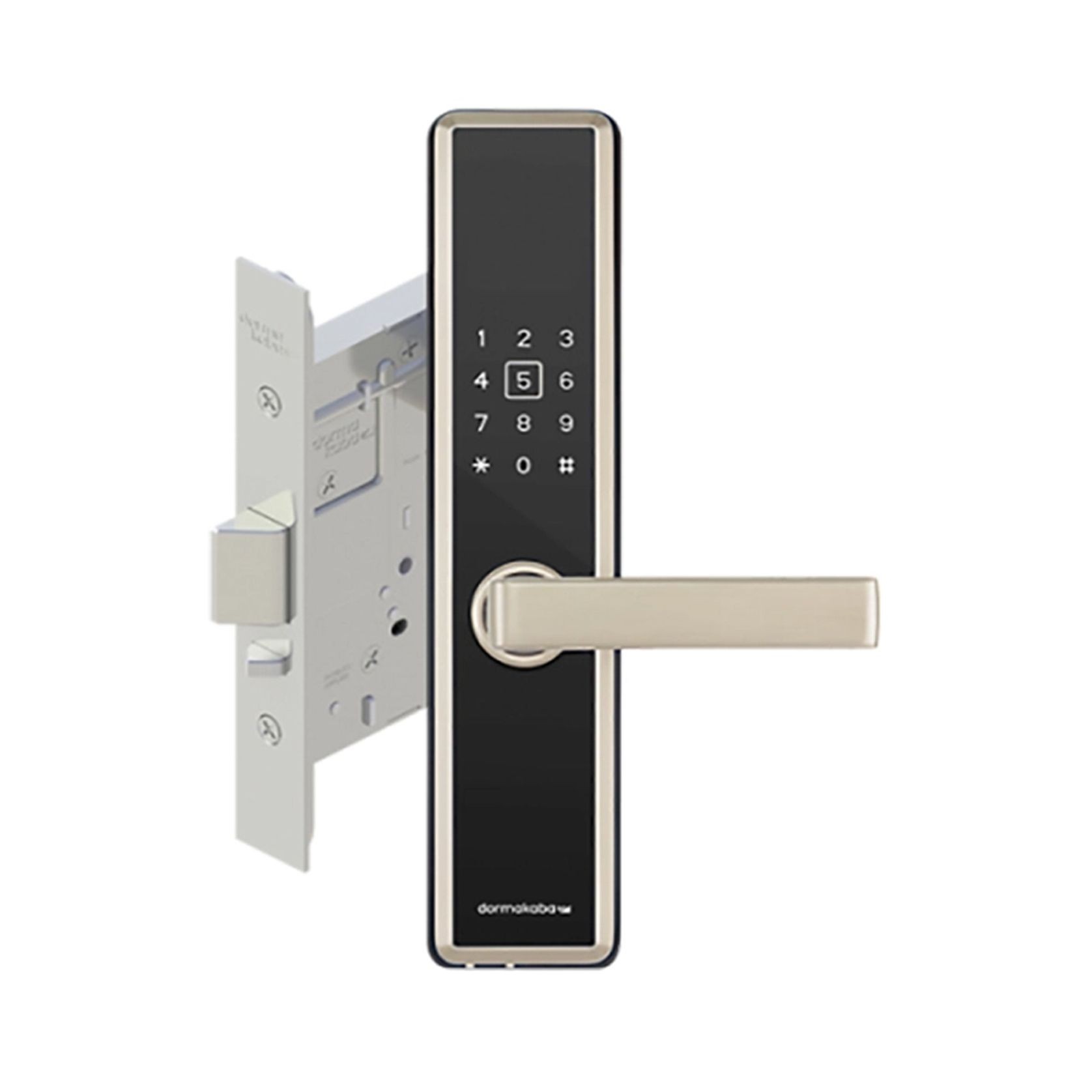 Dormakaba M5 Digital Smart Door Lock Matt Nickel with Black Silver Trim DKM5BLENIB gallery detail image
