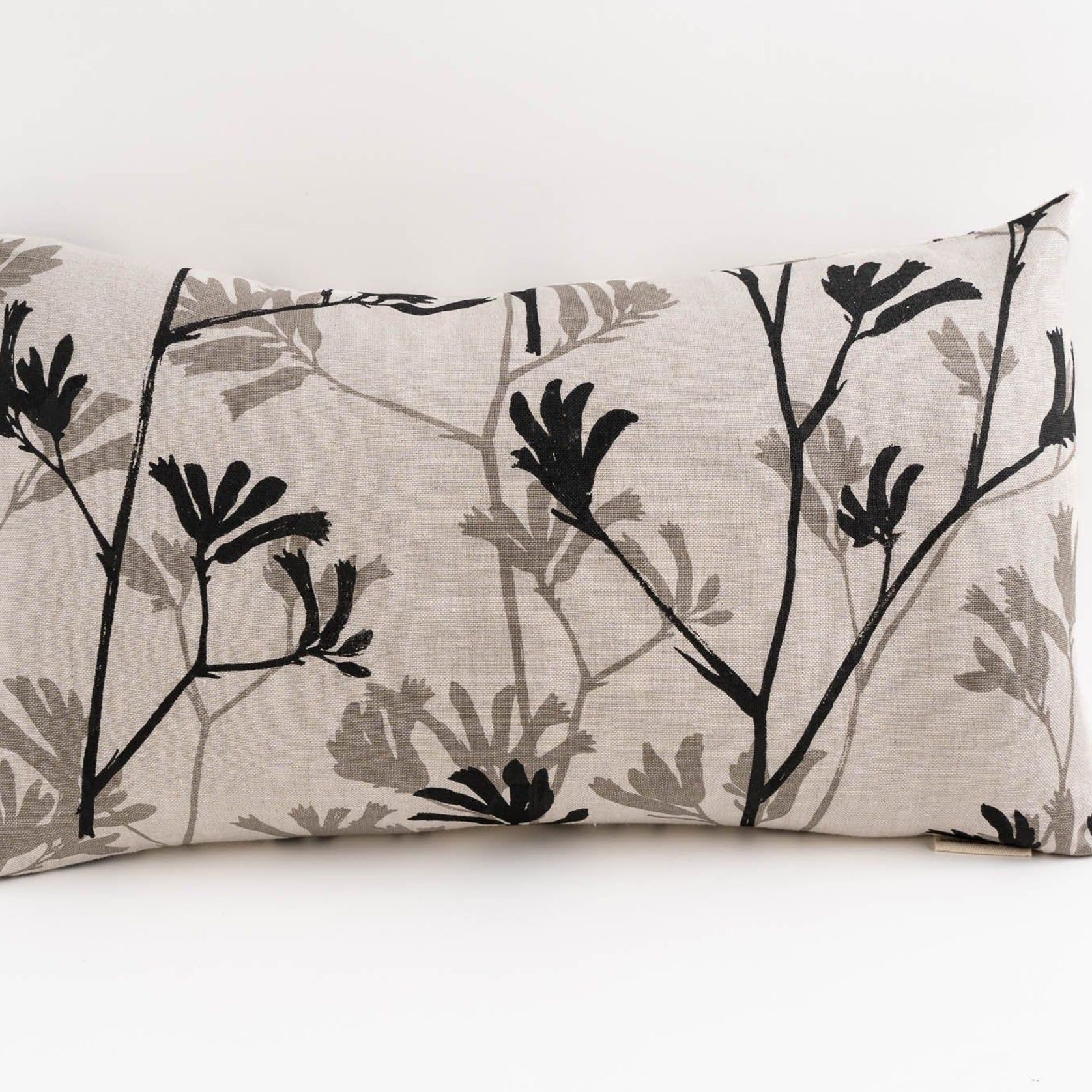 Rectangle Cushion - Kangaroo Paw in Black  Greylead gallery detail image