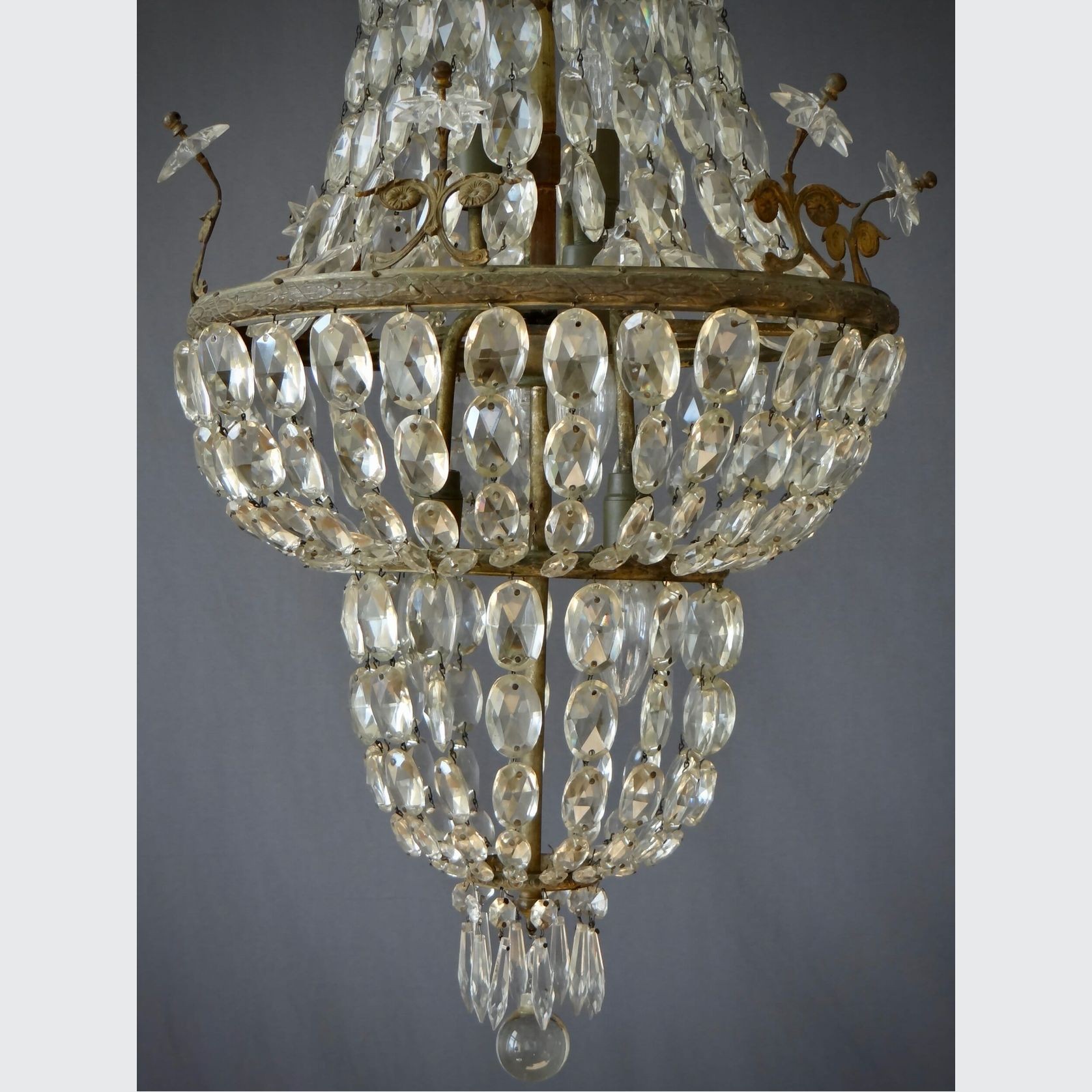 Empire Crystal And Bronze Beaded Basket Chandelier gallery detail image