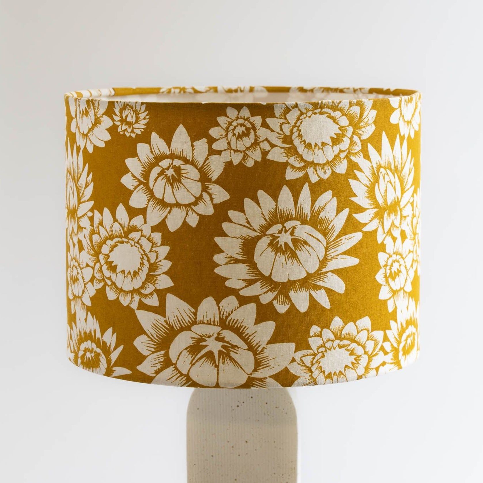 Small Table Lamp Drum Shade - Everlasting in Yellow Ochre gallery detail image