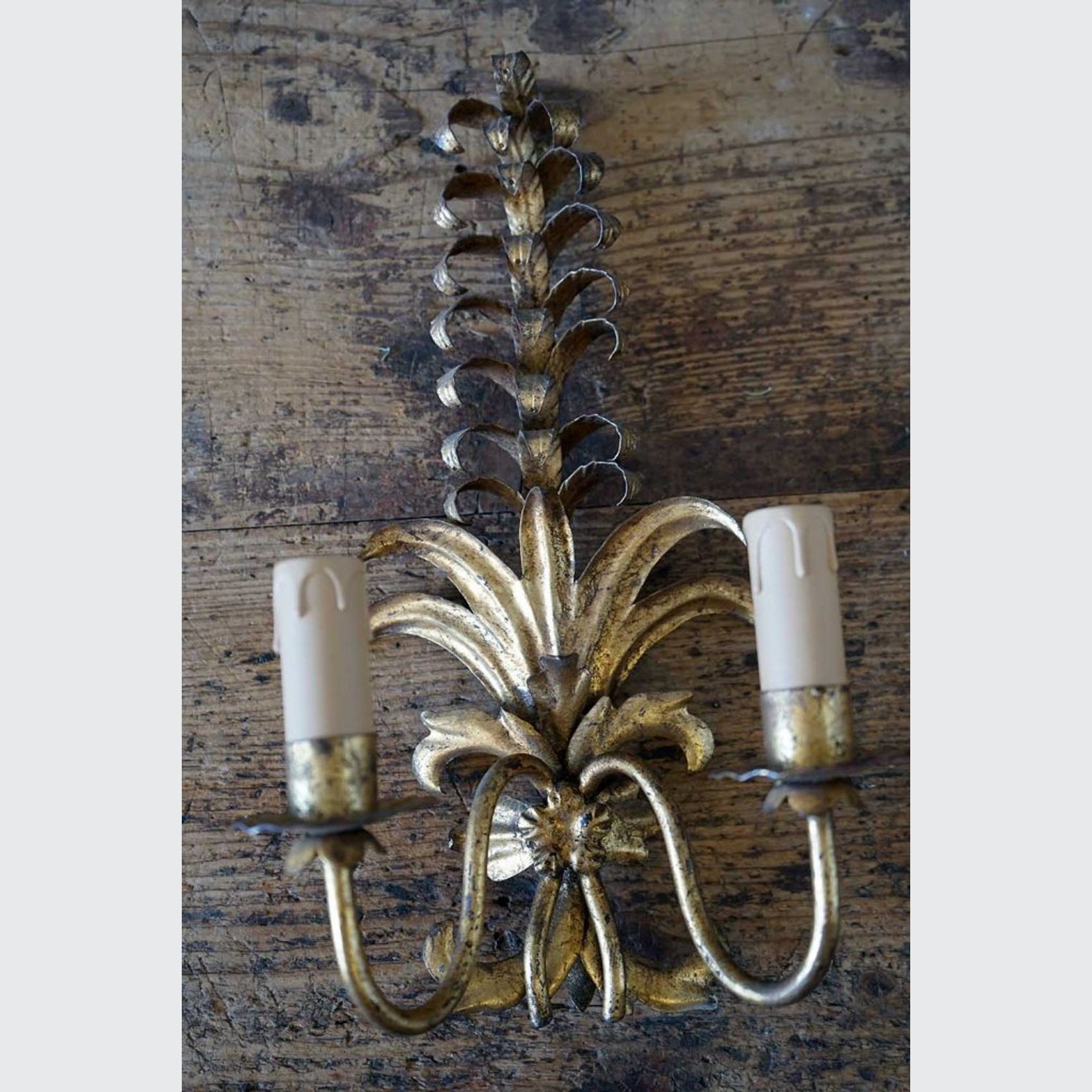 French Vintage Gilded Wall Sconces (Pair) gallery detail image