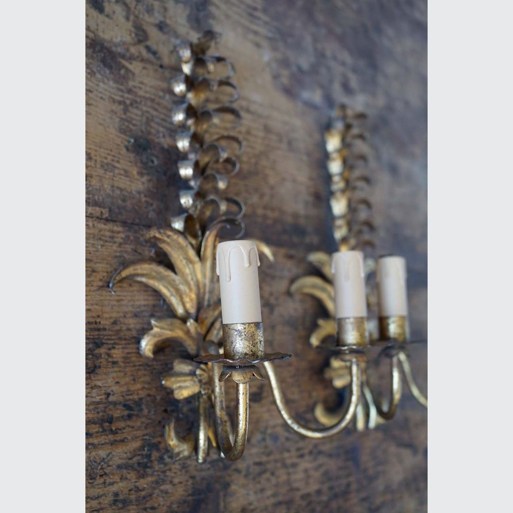 French Vintage Gilded Wall Sconces (Pair) gallery detail image